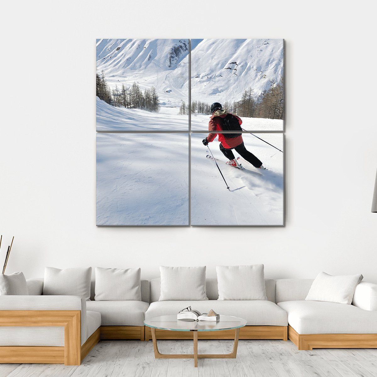 Skater Skiing Downhill Canvas Wall Art-4 Square-Gallery Wrap-17" x 17"-Tiaracle