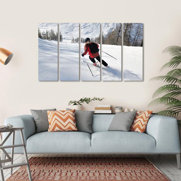 Skater Skiing Downhill Canvas Wall Art-5 Horizontal-Gallery Wrap-22" x 12"-Tiaracle
