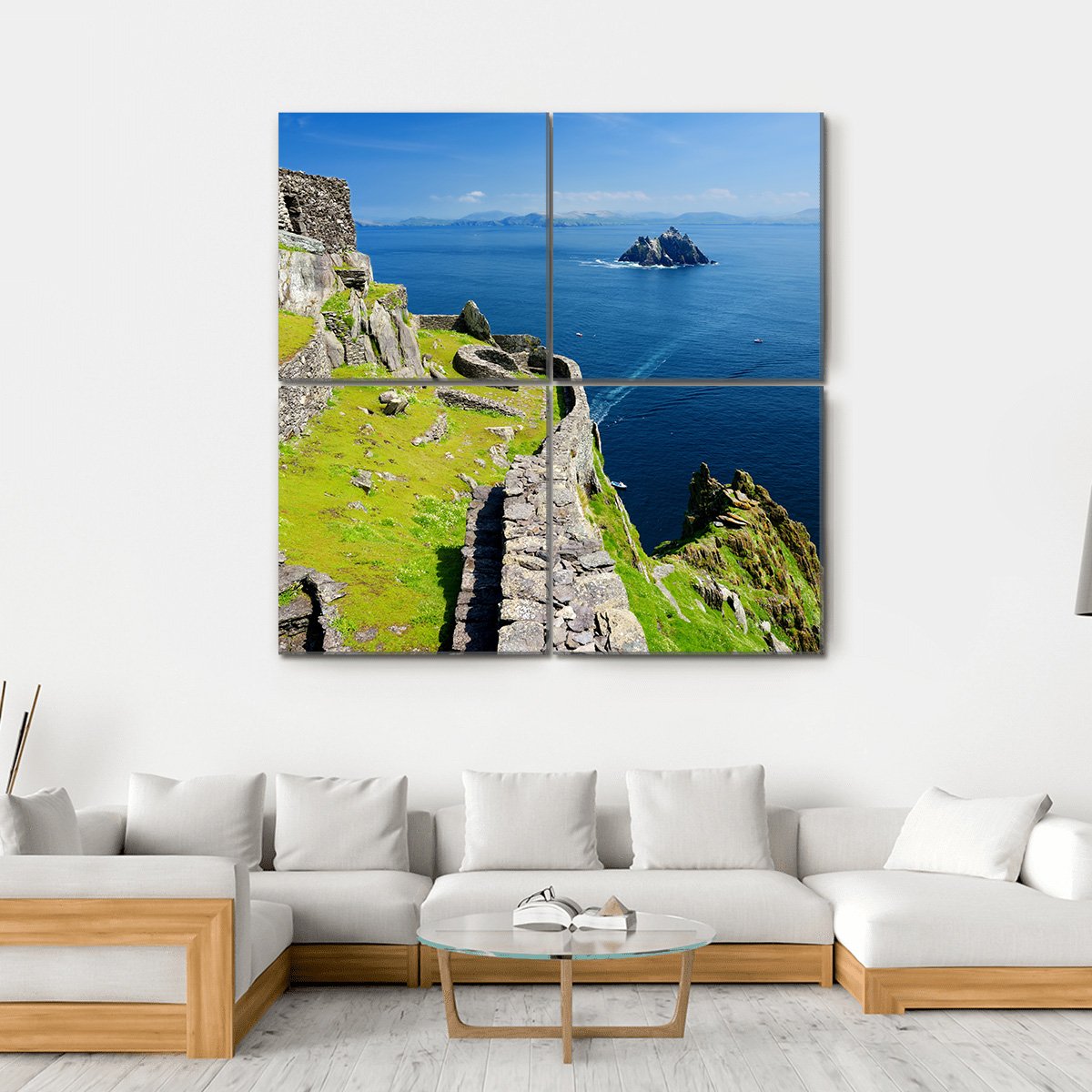 Skellig Michael Ruined Remains Of A Christian Monastery Canvas Wall Art-4 Square-Gallery Wrap-17" x 17"-Tiaracle