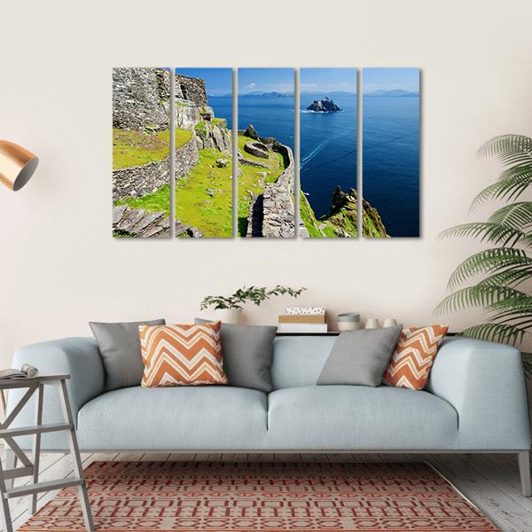 Skellig Michael Ruined Remains Of A Christian Monastery Canvas Wall Art-5 Horizontal-Gallery Wrap-22" x 12"-Tiaracle