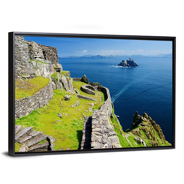 Skellig Michael Ruined Remains Of A Christian Monastery Canvas Wall Art-3 Horizontal-Gallery Wrap-25" x 16"-Tiaracle