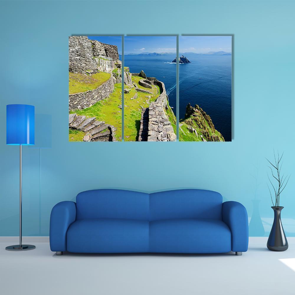 Skellig Michael Ruined Remains Of A Christian Monastery Canvas Wall Art-3 Horizontal-Gallery Wrap-37" x 24"-Tiaracle