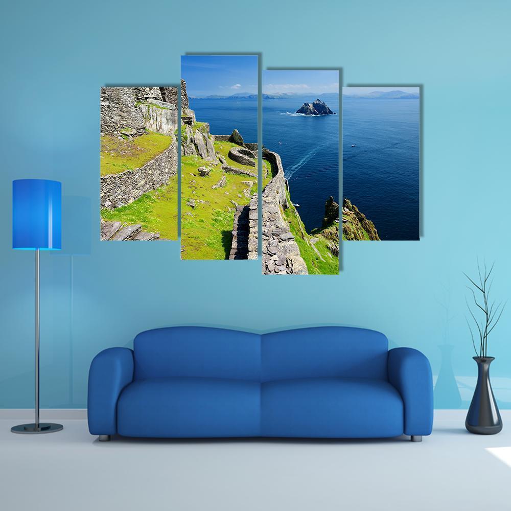 Skellig Michael Ruined Remains Of A Christian Monastery Canvas Wall Art-4 Pop-Gallery Wrap-50" x 32"-Tiaracle