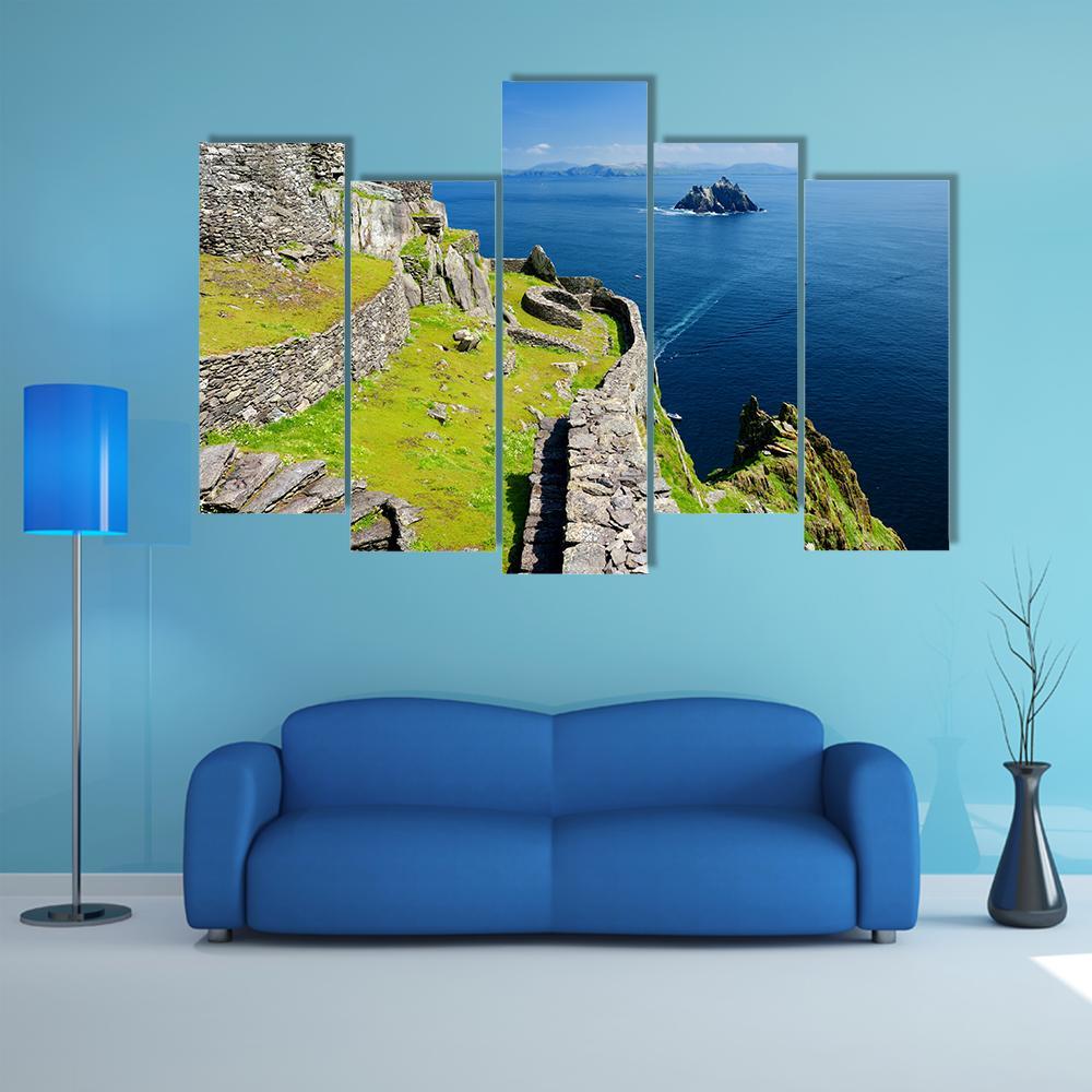 Skellig Michael Ruined Remains Of A Christian Monastery Canvas Wall Art-5 Pop-Gallery Wrap-47" x 32"-Tiaracle