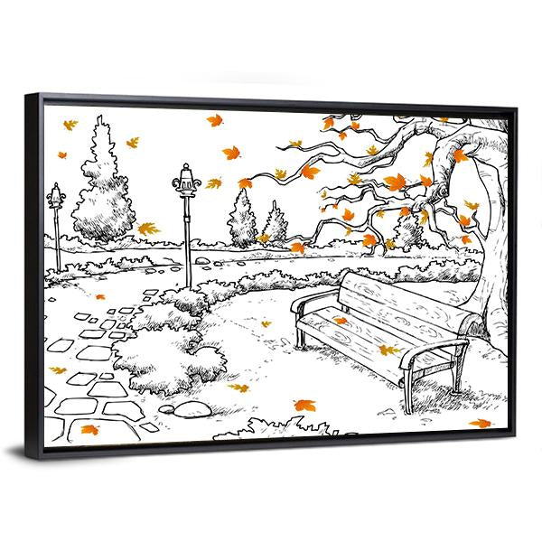 Sketch Of Autumn Canvas Wall Art-3 Horizontal-Gallery Wrap-25" x 16"-Tiaracle