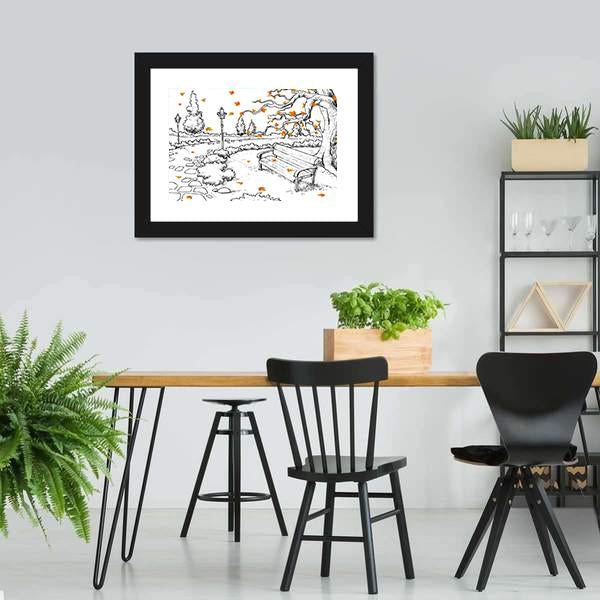 Sketch Of Autumn Canvas Wall Art-3 Horizontal-Gallery Wrap-25" x 16"-Tiaracle