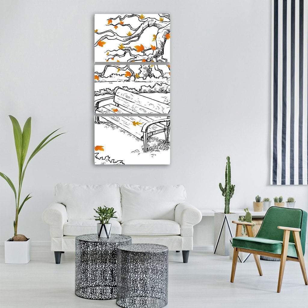 Sketch Of Autumn Vertical Canvas Wall Art-3 Vertical-Gallery Wrap-12" x 25"-Tiaracle