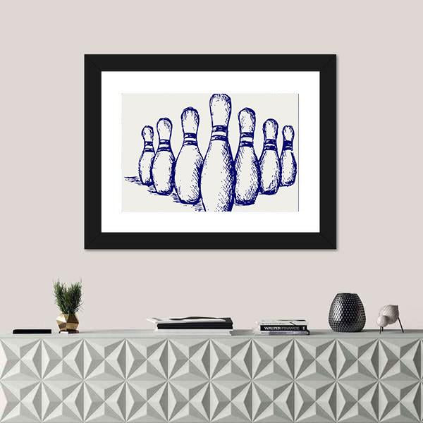 Sketch Of Bowling Canvas Wall Art-1 Piece-Framed Print-20" x 16"-Tiaracle
