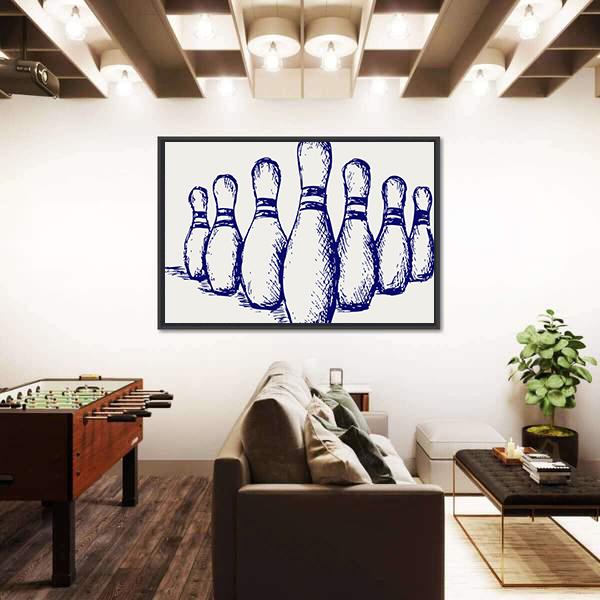 Sketch Of Bowling Canvas Wall Art-5 Horizontal-Gallery Wrap-22" x 12"-Tiaracle