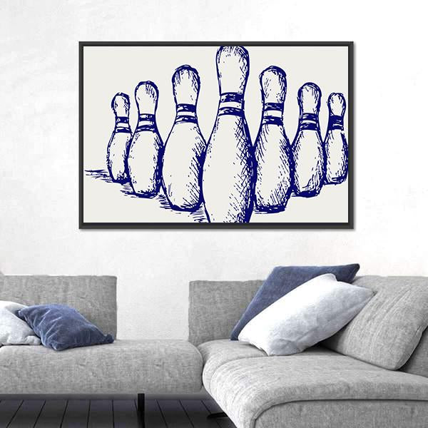 Sketch Of Bowling Canvas Wall Art-5 Horizontal-Gallery Wrap-22" x 12"-Tiaracle
