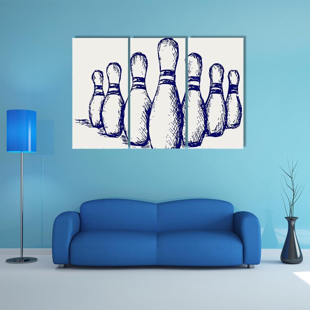 Sketch Of Bowling Canvas Wall Art-3 Horizontal-Gallery Wrap-37" x 24"-Tiaracle