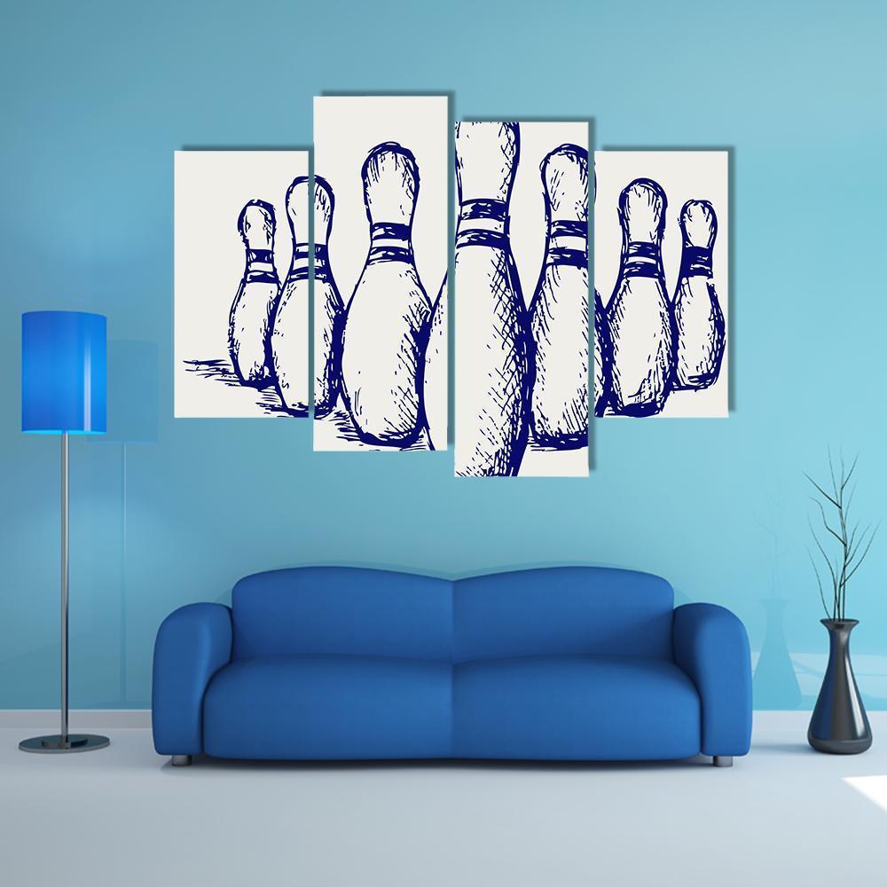 Sketch Of Bowling Canvas Wall Art-4 Pop-Gallery Wrap-50&quot; x 32&quot;-Tiaracle
