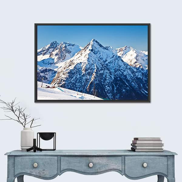 Ski Resort &amp; French Alps Canvas Wall Art-1 Piece-Floating Frame-24" x 16"-Tiaracle