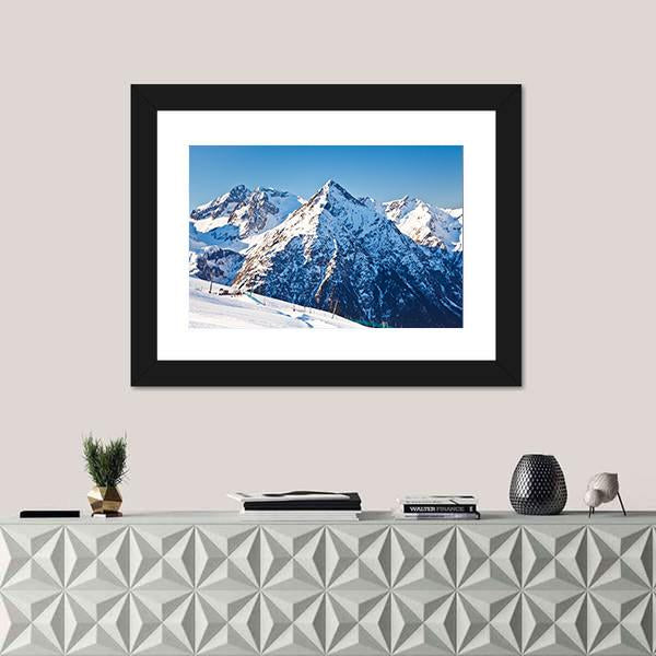 Ski Resort & French Alps Canvas Wall Art-1 Piece-Framed Print-20" x 16"-Tiaracle