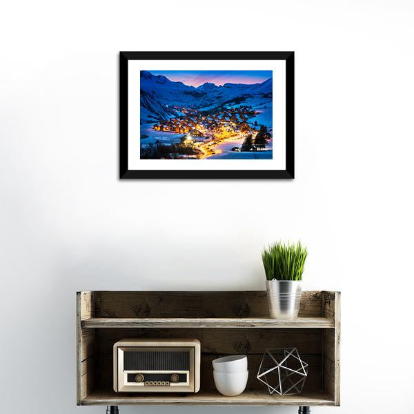 Ski Resort French Alps Canvas Wall Art-1 Piece-Framed Print-20" x 16"-Tiaracle