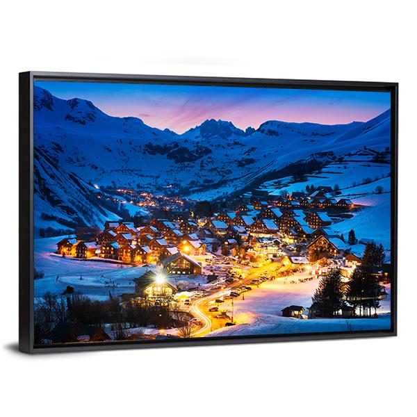 Ski Resort French Alps Canvas Wall Art-5 Horizontal-Gallery Wrap-22" x 12"-Tiaracle