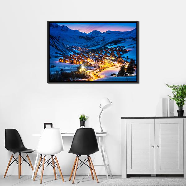 Ski Resort French Alps Canvas Wall Art-5 Horizontal-Gallery Wrap-22" x 12"-Tiaracle