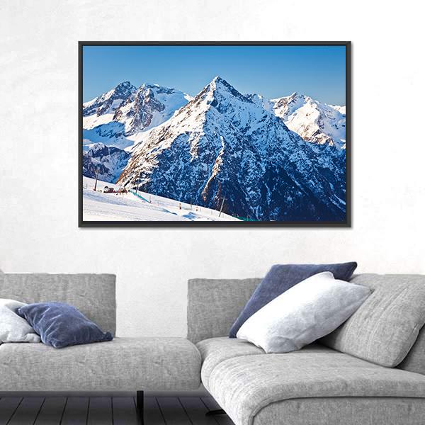 Ski Resort &amp; French Alps Canvas Wall Art-3 Horizontal-Gallery Wrap-25" x 16"-Tiaracle
