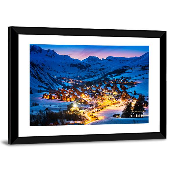 Ski Resort French Alps Canvas Wall Art-5 Horizontal-Gallery Wrap-22" x 12"-Tiaracle