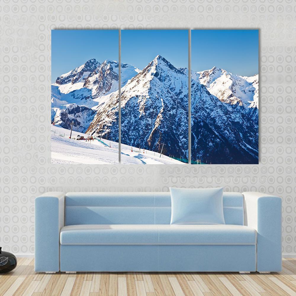Ski Resort &amp; French Alps Canvas Wall Art-3 Horizontal-Gallery Wrap-37" x 24"-Tiaracle