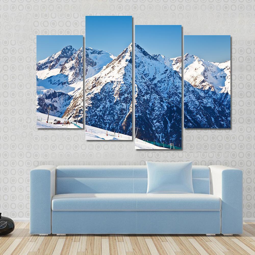 Ski Resort & French Alps Canvas Wall Art-4 Pop-Gallery Wrap-50" x 32"-Tiaracle