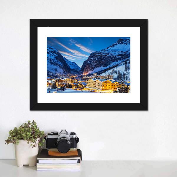 Ski Resort In French Alps Canvas Wall Art-3 Horizontal-Gallery Wrap-25&quot; x 16&quot;-Tiaracle
