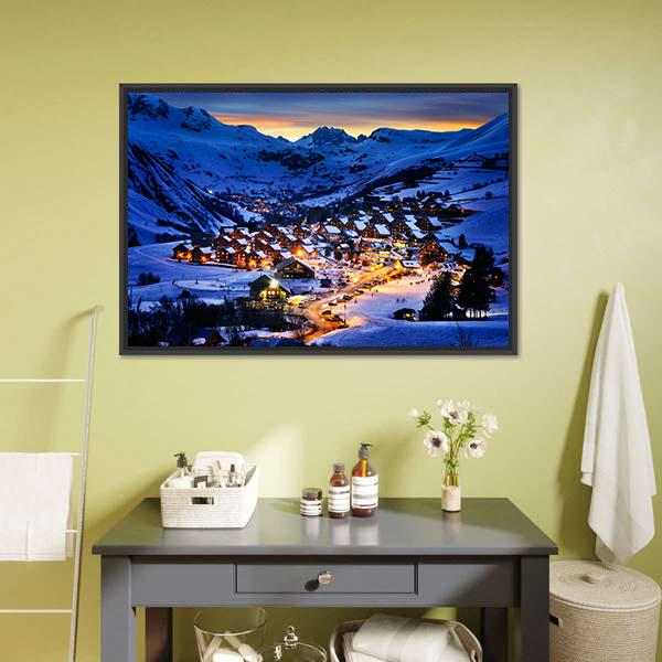 Ski Resort In Winter France Canvas Wall Art-5 Horizontal-Gallery Wrap-22" x 12"-Tiaracle