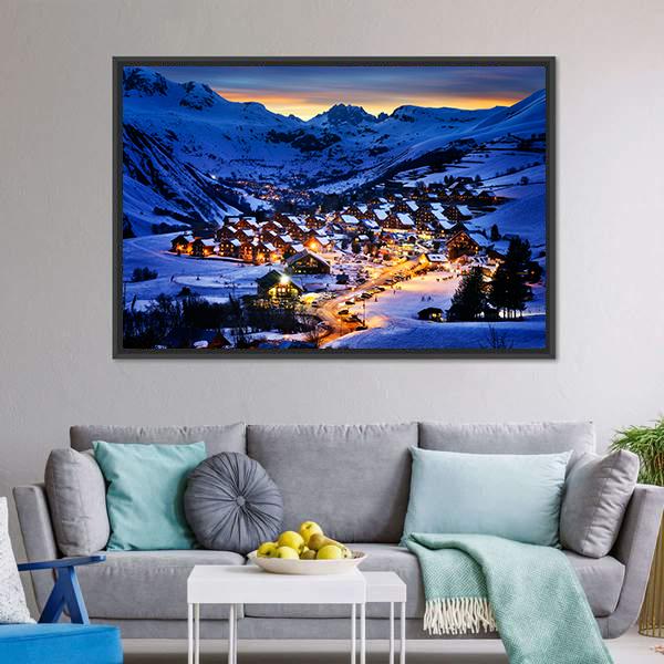 Ski Resort In Winter France Canvas Wall Art-5 Horizontal-Gallery Wrap-22" x 12"-Tiaracle