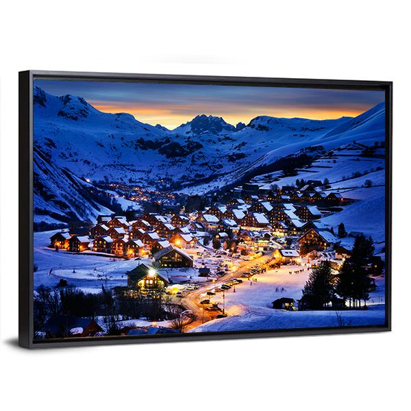 Ski Resort In Winter France Canvas Wall Art-5 Horizontal-Gallery Wrap-22" x 12"-Tiaracle