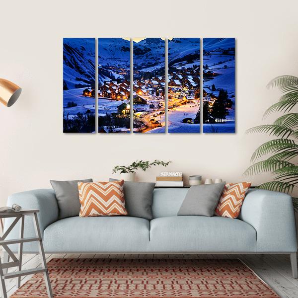 Ski Resort In Winter France Canvas Wall Art-5 Horizontal-Gallery Wrap-22" x 12"-Tiaracle