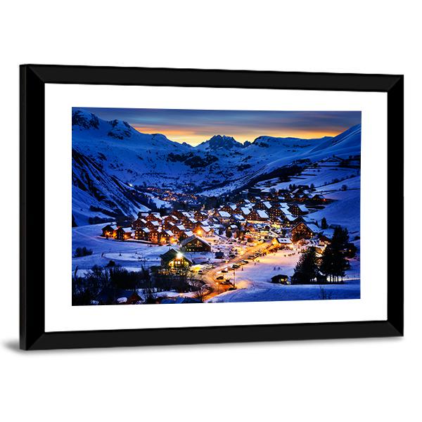 Ski Resort In Winter France Canvas Wall Art-3 Horizontal-Gallery Wrap-25" x 16"-Tiaracle