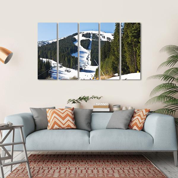 Ski Slope At Winter Resort Bansko Canvas Wall Art-5 Horizontal-Gallery Wrap-22" x 12"-Tiaracle