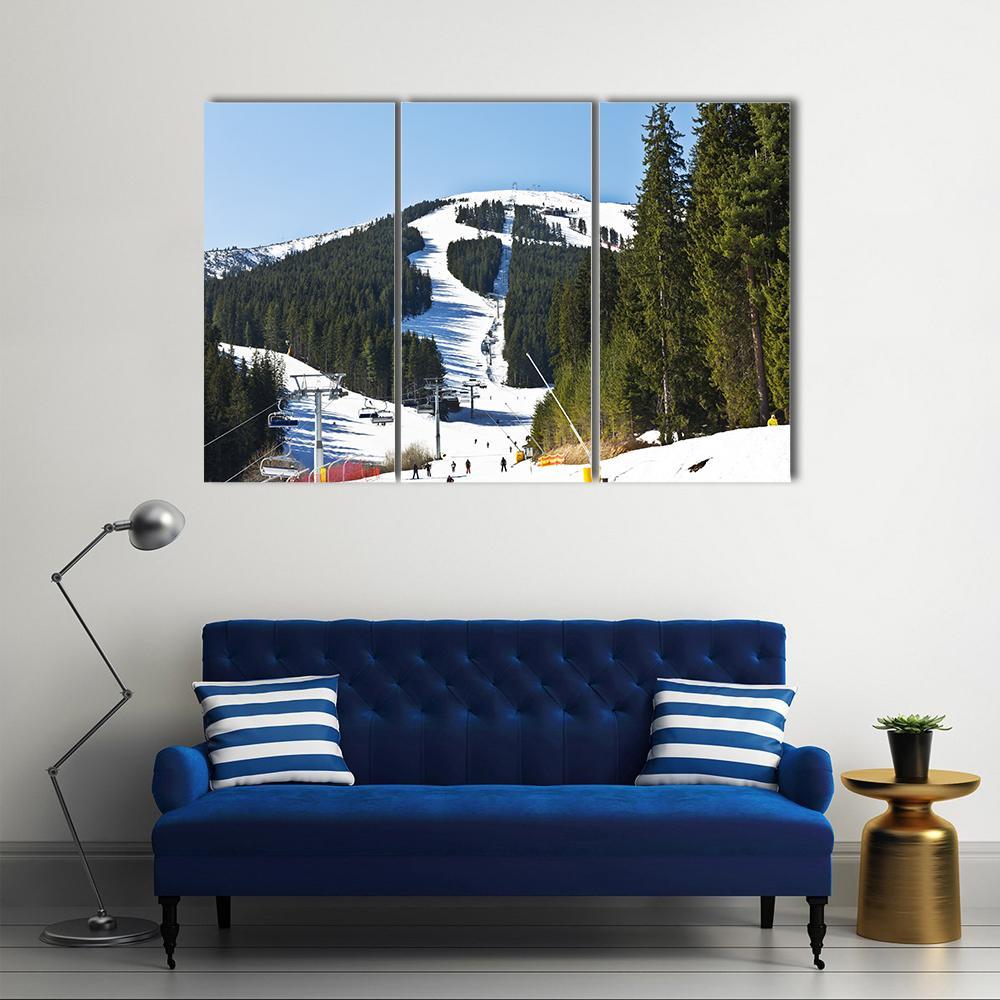 Ski Slope At Winter Resort Bansko Canvas Wall Art-3 Horizontal-Gallery Wrap-37" x 24"-Tiaracle