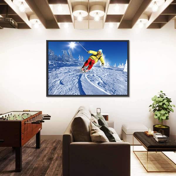 Skier Skiing Downhill Canvas Wall Art-5 Horizontal-Gallery Wrap-22" x 12"-Tiaracle