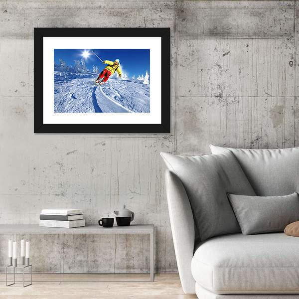 Skier Skiing Downhill Canvas Wall Art-5 Horizontal-Gallery Wrap-22" x 12"-Tiaracle
