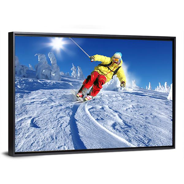 Skier Skiing Downhill Canvas Wall Art-5 Horizontal-Gallery Wrap-22" x 12"-Tiaracle