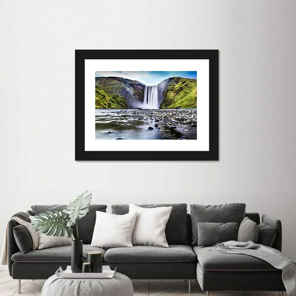 Skogafoss Waterfall In Iceland Canvas Wall Art-3 Horizontal-Gallery Wrap-25" x 16"-Tiaracle