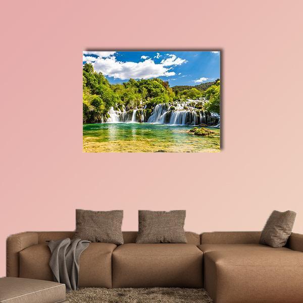Skradinski Buk Waterfall In Krka National Park Canvas Wall Art-1 Piece-Gallery Wrap-48" x 32"-Tiaracle