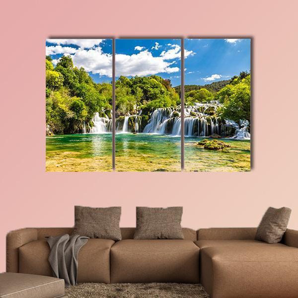 Skradinski Buk Waterfall In Krka National Park Canvas Wall Art-3 Horizontal-Gallery Wrap-37" x 24"-Tiaracle