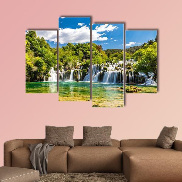Skradinski Buk Waterfall In Krka National Park Canvas Wall Art-4 Pop-Gallery Wrap-50" x 32"-Tiaracle