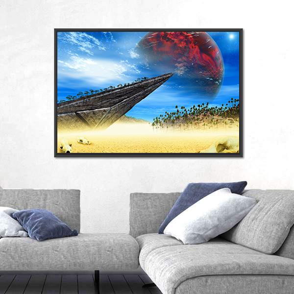 Skulls In Fantasy Landscape Canvas Wall Art-3 Horizontal-Gallery Wrap-25" x 16"-Tiaracle