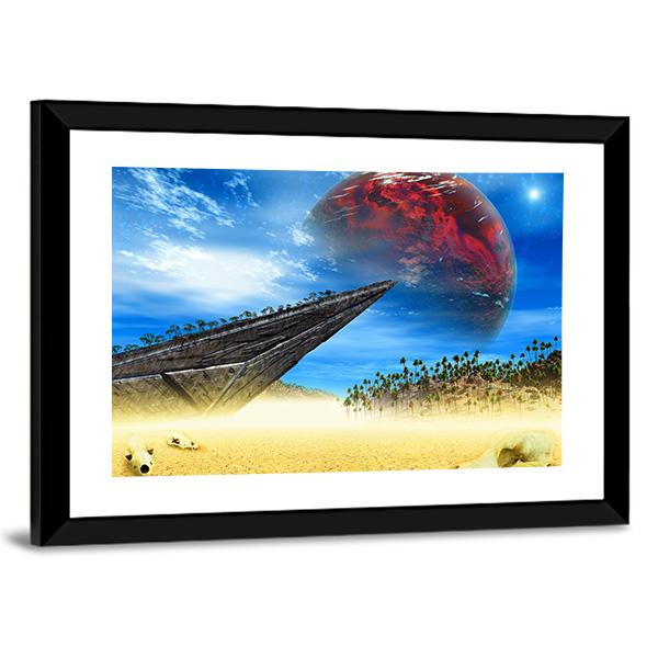 Skulls In Fantasy Landscape Canvas Wall Art-3 Horizontal-Gallery Wrap-25" x 16"-Tiaracle