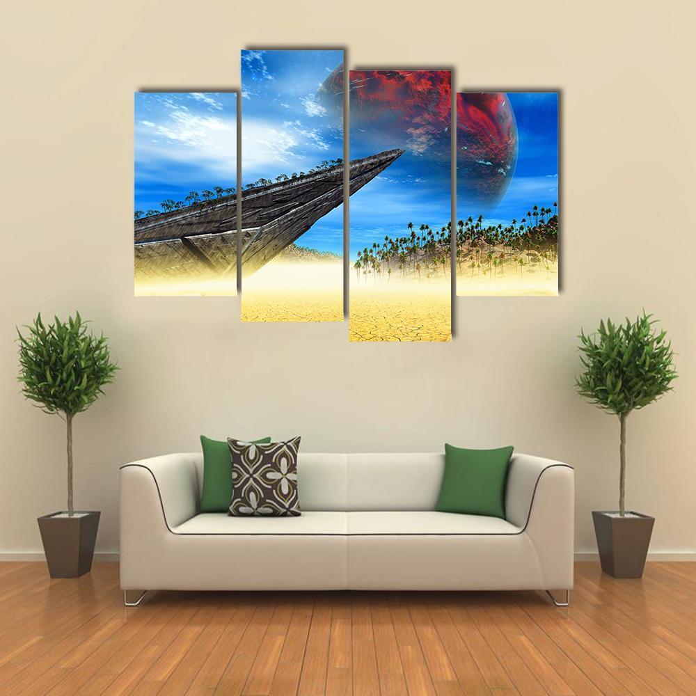 Skulls In Fantasy Landscape Canvas Wall Art-4 Pop-Gallery Wrap-50&quot; x 32&quot;-Tiaracle