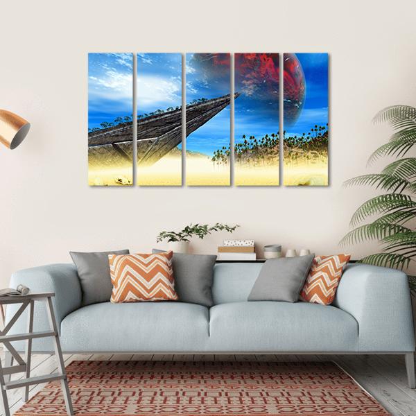 Skulls In Fantasy Landscape Canvas Wall Art-5 Horizontal-Gallery Wrap-22" x 12"-Tiaracle