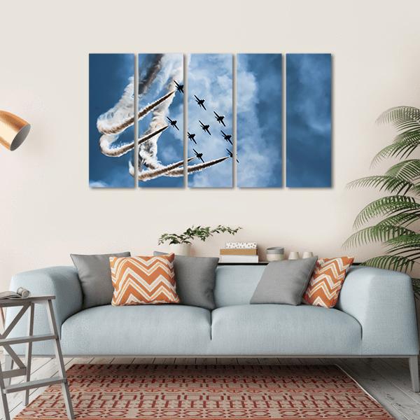 Sky Fighters Airshow Canvas Wall Art-5 Horizontal-Gallery Wrap-22" x 12"-Tiaracle