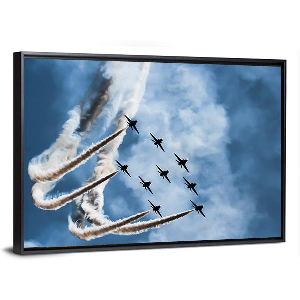 Sky Fighters Airshow Canvas Wall Art-3 Horizontal-Gallery Wrap-25" x 16"-Tiaracle