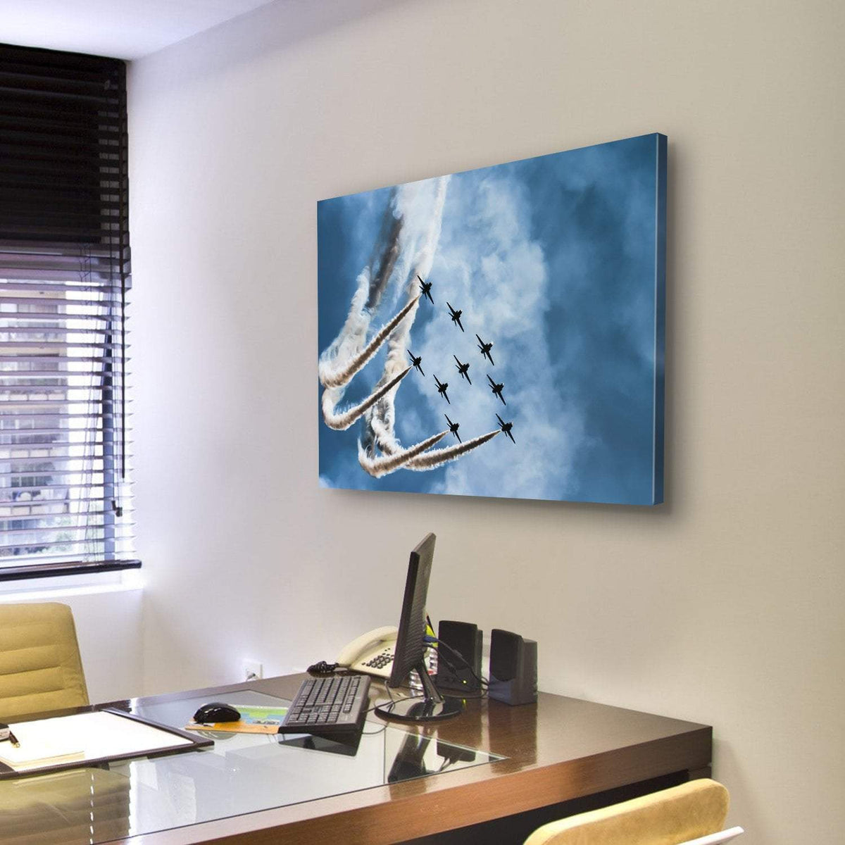 Sky Fighters Airshow Canvas Wall Art-3 Horizontal-Gallery Wrap-25" x 16"-Tiaracle