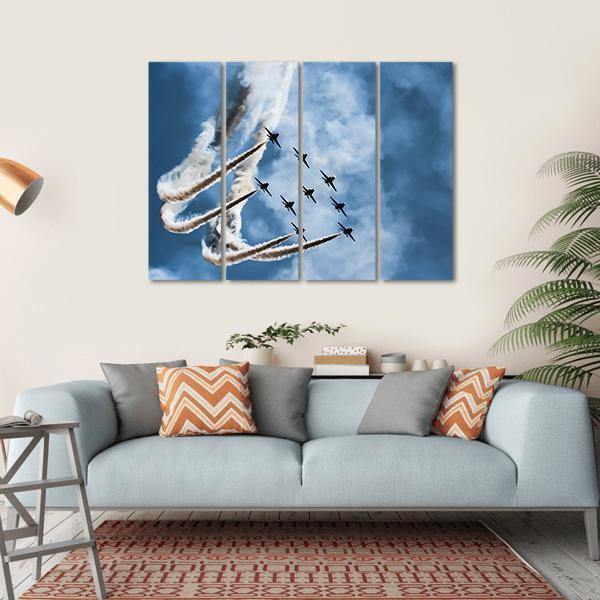 Sky Fighters Airshow Canvas Wall Art-4 Horizontal-Gallery Wrap-34" x 24"-Tiaracle