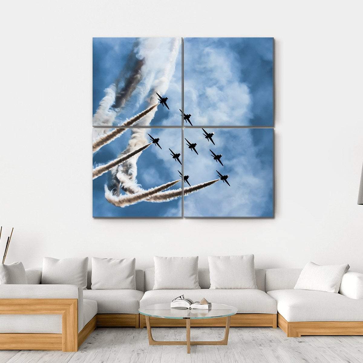Sky Fighters Airshow Canvas Wall Art-4 Square-Gallery Wrap-17" x 17"-Tiaracle