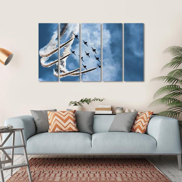 Sky Fighters Airshow Canvas Wall Art-5 Horizontal-Gallery Wrap-22" x 12"-Tiaracle